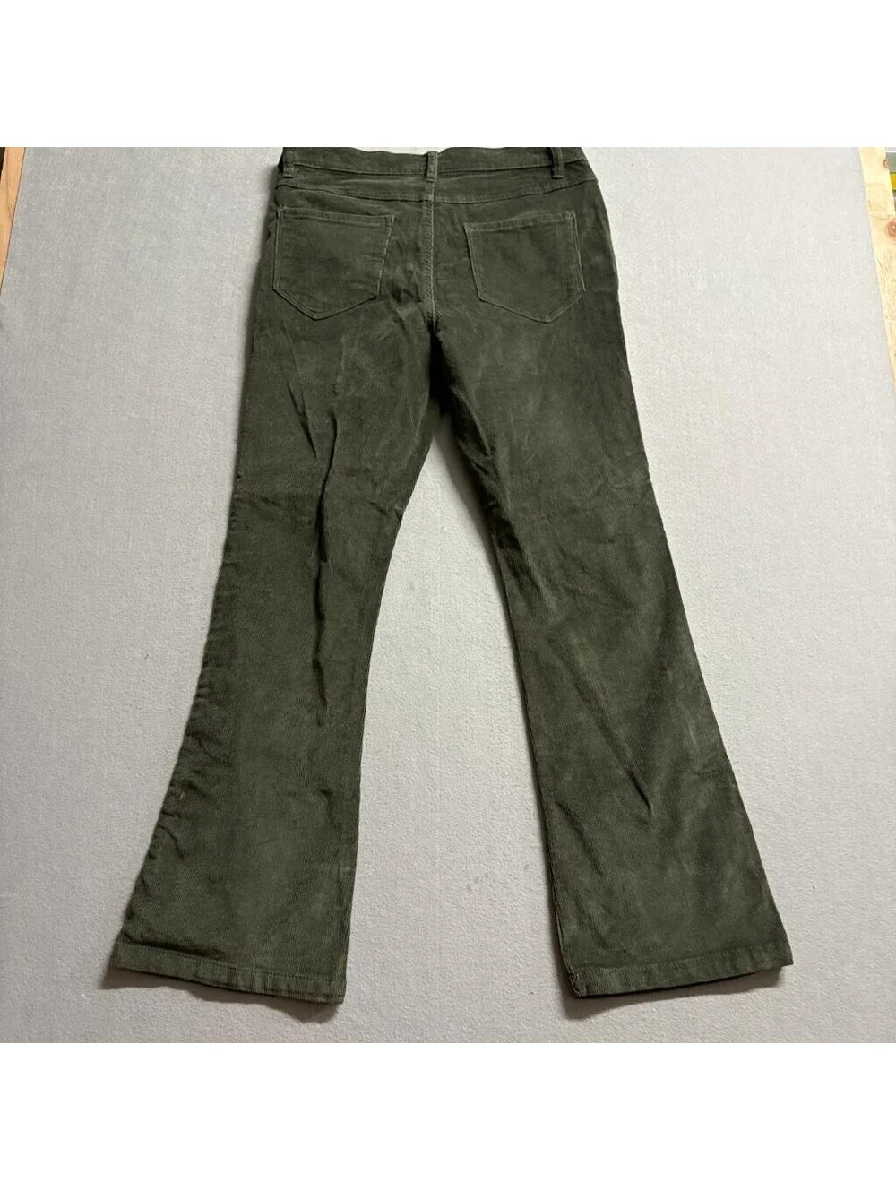 Kensie Jeans Womens The Tessa High Rise Bootcut Corduroy Pants Olive Green 12/31